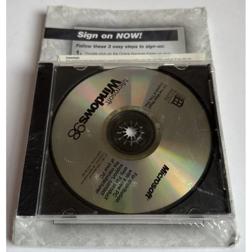 Microsoft Windows 98 New Sealed CD w/ COA & Product Key